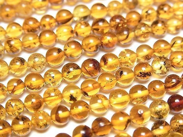 [Video] Baltic Amber Round 4mm 1strand beads (aprx.15inch/36cm)