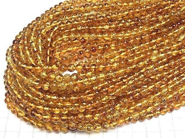[Video] Baltic Amber Round 6mm 1strand beads (aprx.15inch/36cm)