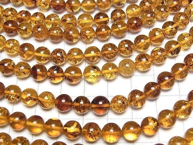 [Video] Baltic Amber Round 8mm 1strand beads (aprx.15inch/36cm)