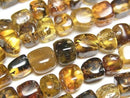 [Video] Baltic Amber Square-Nugget [Black] 1 strand beads (aprx.15inch/36cm)