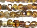 [Video] Baltic Amber Square-Nugget [Black] 1 strand beads (aprx.15inch/36cm)