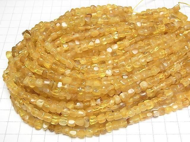 [Video] Baltic Amber Square-Nugget [Yellow] 1strand beads (aprx.14inch/34cm)