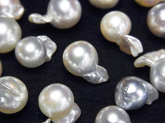 [Video] Japanese Akoya Pearl Baroque Fins 7-9mm, White Silver, Uncolored, 3pcs