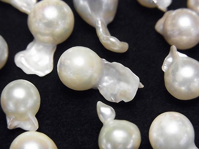 [Video] Akoya Pearls, Baroque Fins, 6.5-9mm, White Silver, Untreated, 3pcs