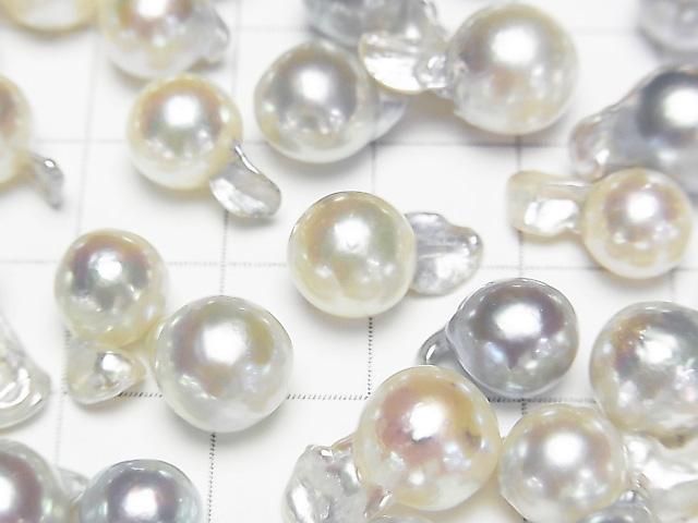 [Video] Japanese Akoya Pearl Baroque Fins 7-9mm, White Silver, Uncolored, 3pcs