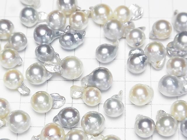[Video] Japanese Akoya Pearl Baroque Fins 7-9mm, White Silver, Uncolored, 3pcs