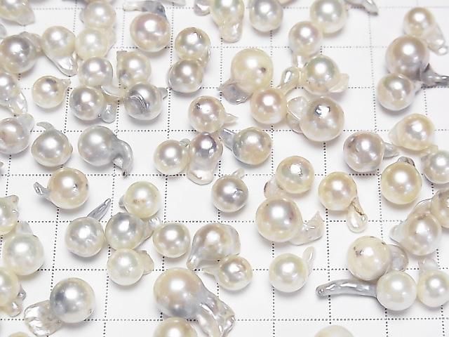 [Video] Akoya Pearls, Baroque Fins, 6.5-9mm, White Silver, Untreated, 3pcs