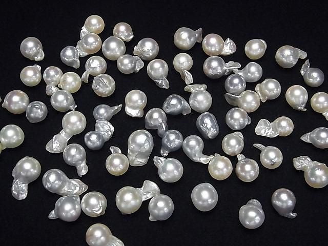 [Video] Japanese Akoya Pearl Baroque Fins 7-9mm, White Silver, Uncolored, 3pcs