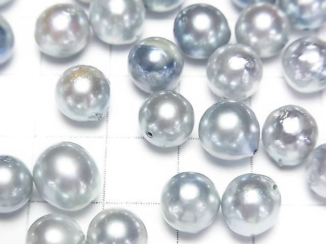 [Video] Japanese Akoya Pearl AA++ Semi Round 7-9mm Silver Blue [Drilled Hole] 5pcs