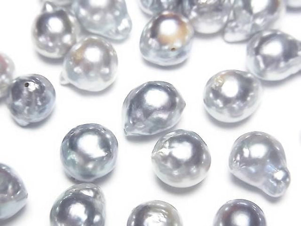 [Video] Japanese Akoya Pearl AA+ Round Baroque 7.5-8.5mm Silver [Drilled Hole] 5pcs