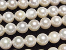 [Video] Japanese Akoya Pearl AAA- Semi Round 6-6.5mm White half or 1strand beads (aprx.15inch/38cm)