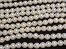 [Video] Japanese Akoya Pearl AAA- Semi Round 6-6.5mm White half or 1strand beads (aprx.15inch/38cm)