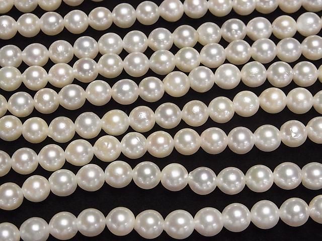 [Video] Japanese Akoya Pearl AAA- Semi Round 6-6.5mm White half or 1strand beads (aprx.15inch/38cm)