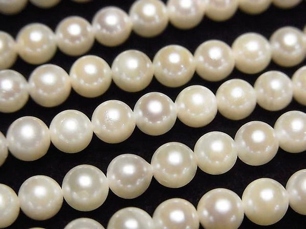 [Video] Japanese Akoya Pearl AAA- Semi Round 5-5.5mm White half or 1strand beads (aprx.15inch/38cm)