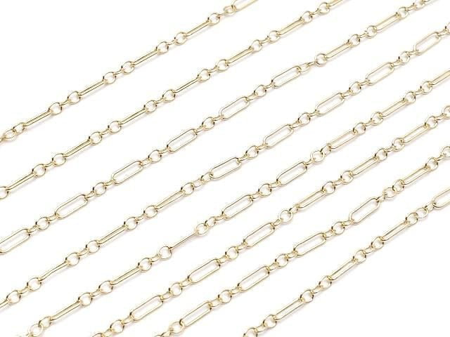 14KGF Figaro (long and short) chain 4.6x1.6mm 10cm