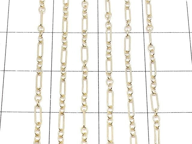 14KGF Figaro (Long and Short) Chain, 4.6 x 1.6 mm, 10 cm