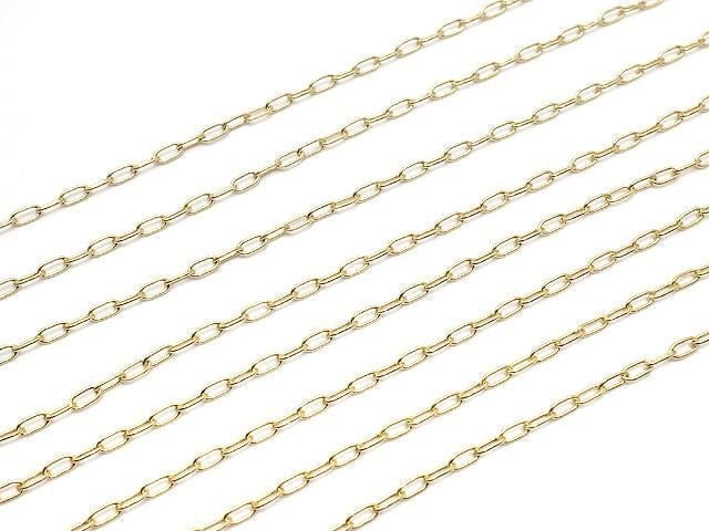 14KGF Long Cable Paper Clip Chain 1.75mm [40cm][45cm][50cm] Necklace 1pc