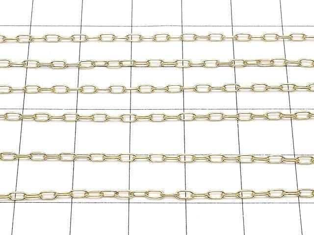 14KGF Long Cable Paper Clip Chain 1.75mm [40cm][45cm][50cm] Necklace 1pc