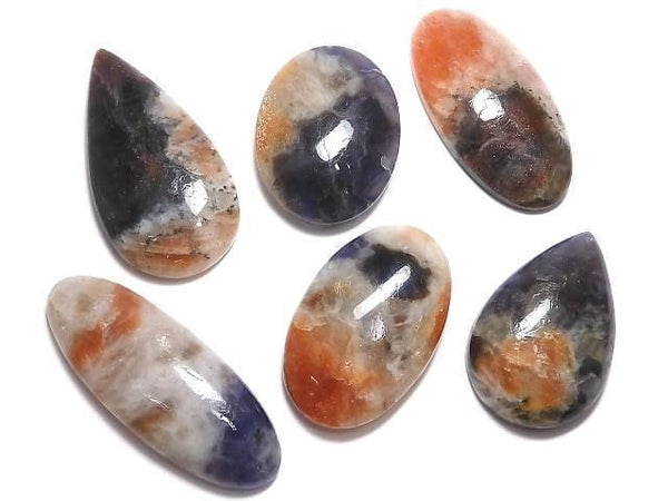 [Video][One of a kind] Iolite Sunstone AAA- Cabochon 6pcs Set NO.14