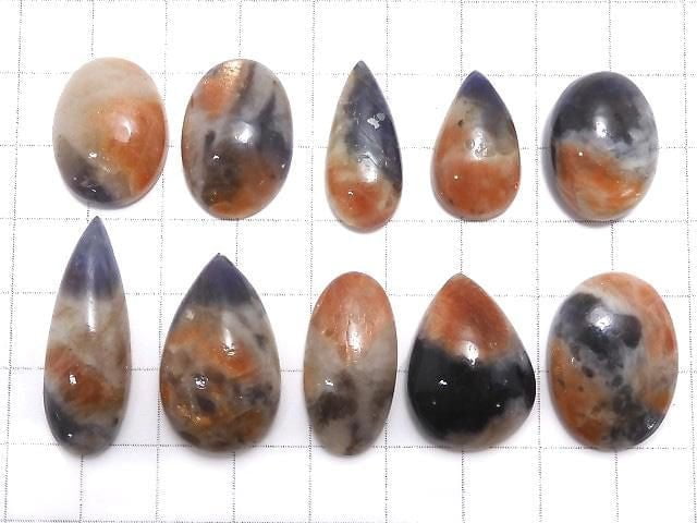 [Video][One of a kind] Iolite Sunstone AAA- Cabochon 10pcs Set NO.17