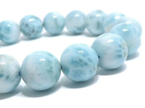 [Video][One of a kind] Larimar Pectolite AA++ Round 12mm Bracelet NO.17