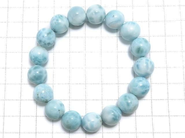 [Video][One of a kind] Larimar Pectolite AA++ Round 12mm Bracelet NO.17