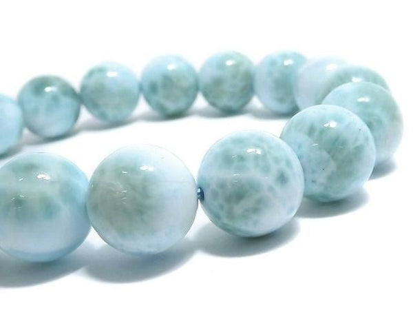 [Video][One of a kind] Larimar Pectolite AA++ Round 12mm Bracelet NO.18