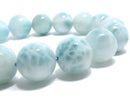 [Video][One of a kind] Larimar Pectolite AA++ Round 13mm Bracelet NO.19