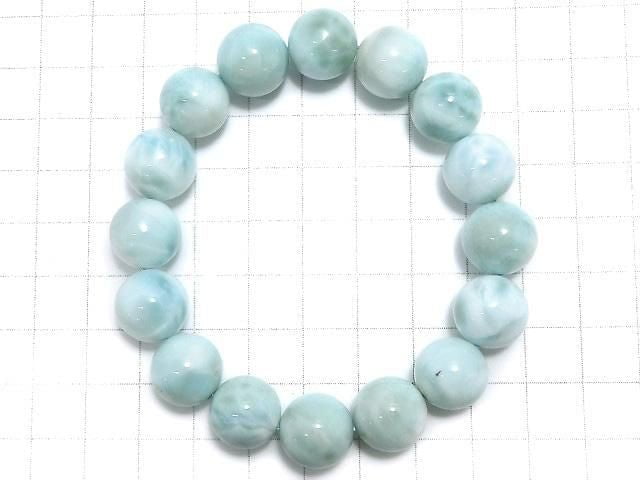 [Video][One of a kind] Larimar Pectolite AA++ Round 13mm Bracelet NO.20
