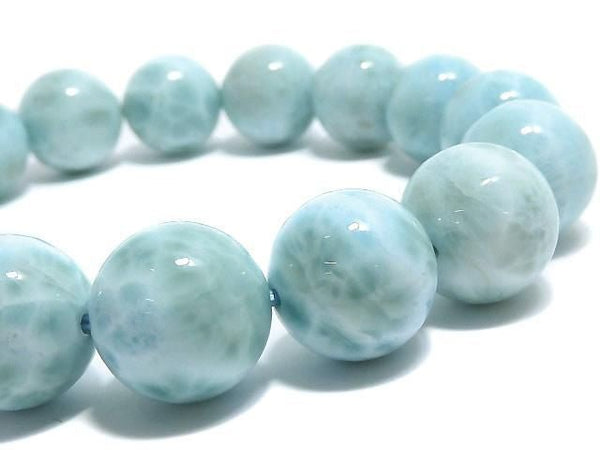 [Video][One of a kind] Larimar Pectolite AA++ Round 13mm Bracelet NO.21