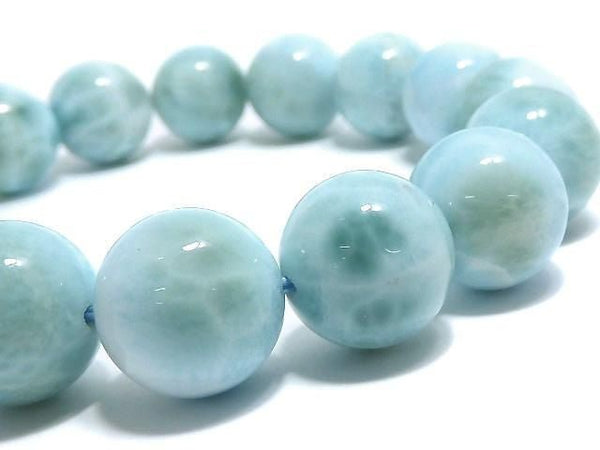 [Video][One of a kind] Larimar Pectolite AA++ Round 13mm Bracelet NO.22