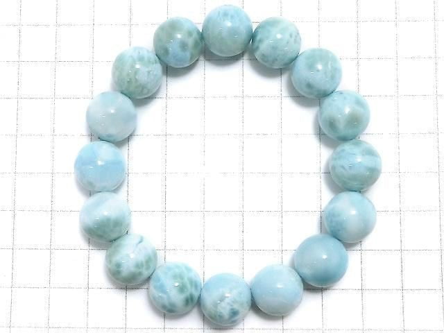 [Video][One of a kind] Larimar Pectolite AA++ Round 13mm Bracelet NO.23