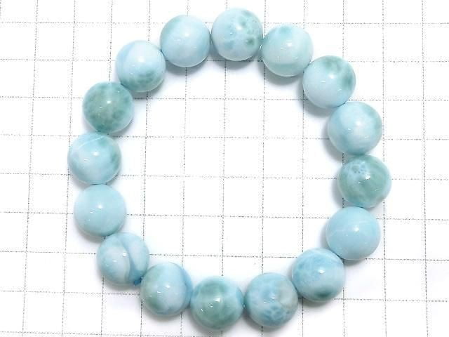 [Video][One of a kind] Larimar Pectolite AA++ Round 13mm Bracelet NO.24
