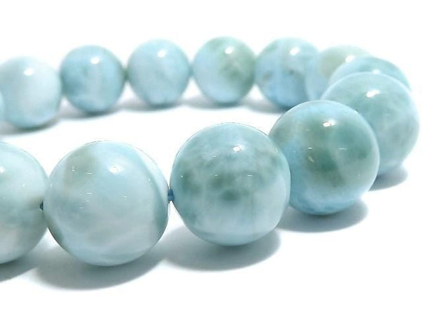 [Video][One of a kind] Larimar Pectolite AA++ Round 13mm Bracelet NO.25