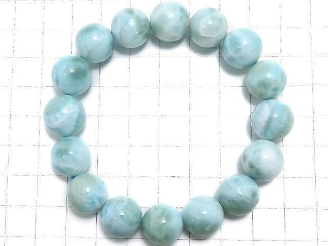 [Video][One of a kind] Larimar Pectolite AA++ Round 13mm Bracelet NO.25