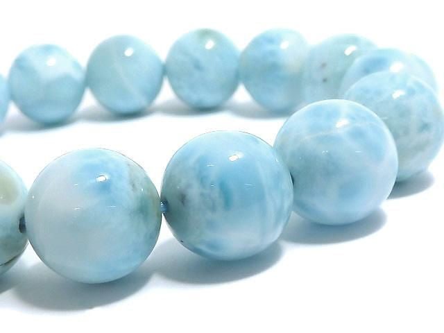 [Video][One of a kind] Larimar Pectolite AA++ Round 13mm Bracelet NO.26