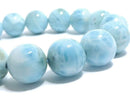 [Video][One of a kind] Larimar Pectolite AA++ Round 13mm Bracelet NO.26