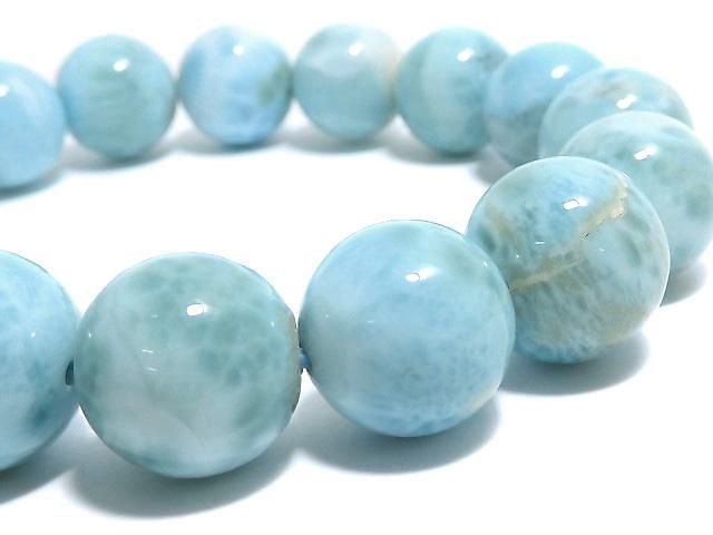 [Video][One of a kind] Larimar Pectolite AA++ Round 13mm Bracelet NO.27