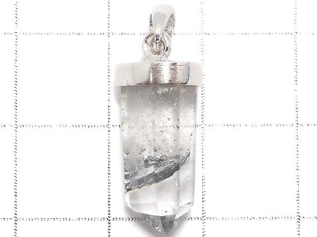 [Video][One of a kind] Stibnite in Quartz Pendant Silver925 NO.21