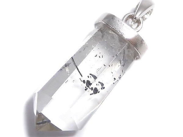 [Video][One of a kind] Stibnite in Quartz Pendant Silver925 NO.25
