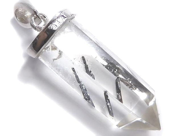 [Video][One of a kind] Stibnite in Quartz Pendant Silver925 NO.27