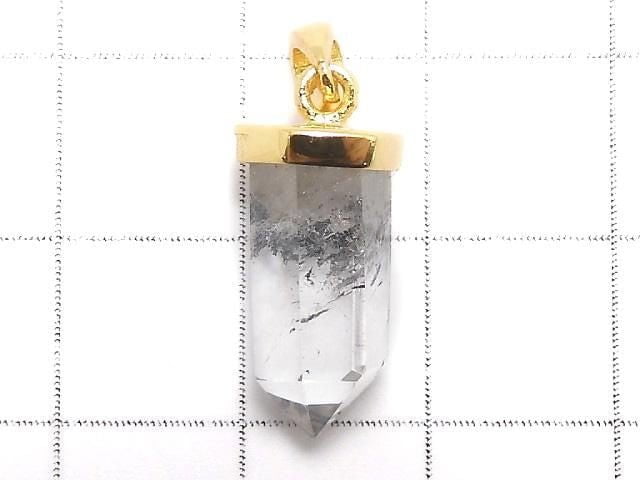 [Video][One of a kind] Stibnite in Quartz Pendant 18KGP NO.30