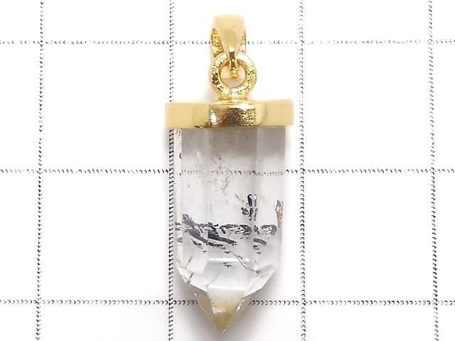 [Video][One of a kind] Stibnite in Quartz Pendant 18KGP NO.31