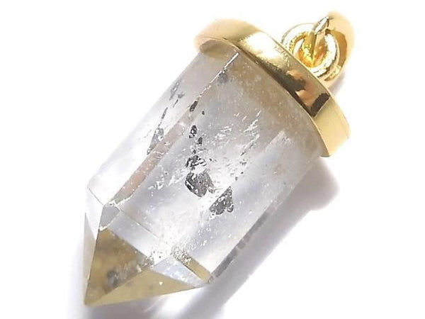 [Video][One of a kind] Stibnite in Quartz Pendant 18KGP NO.32