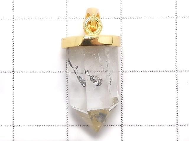 [Video][One of a kind] Stibnite in Quartz Pendant 18KGP NO.32