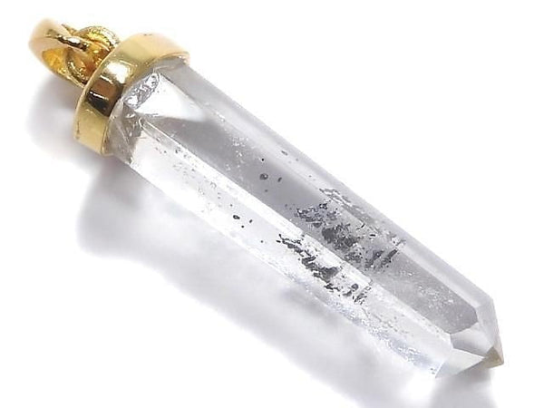 [Video][One of a kind] Stibnite in Quartz Pendant 18KGP NO.35