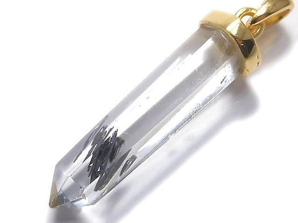 [Video][One of a kind] Stibnite in Quartz Pendant 18KGP NO.36
