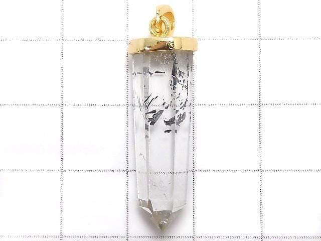 [Video][One of a kind] Stibnite in Quartz Pendant 18KGP NO.37