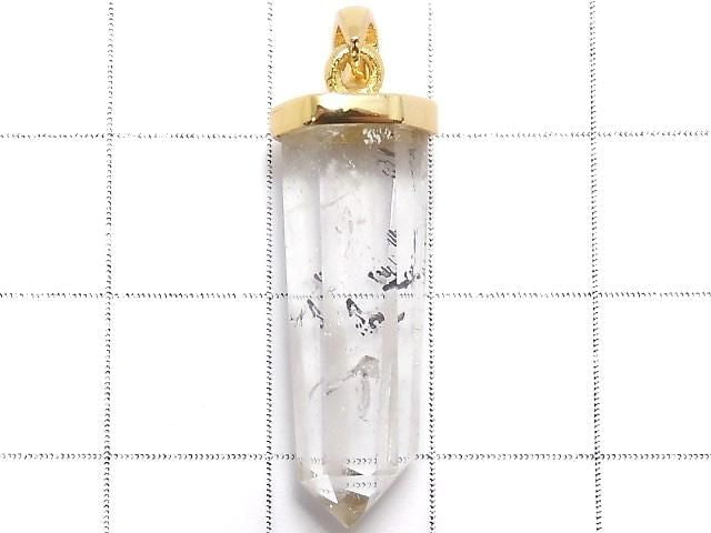 [Video][One of a kind] Stibnite in Quartz Pendant 18KGP NO.38