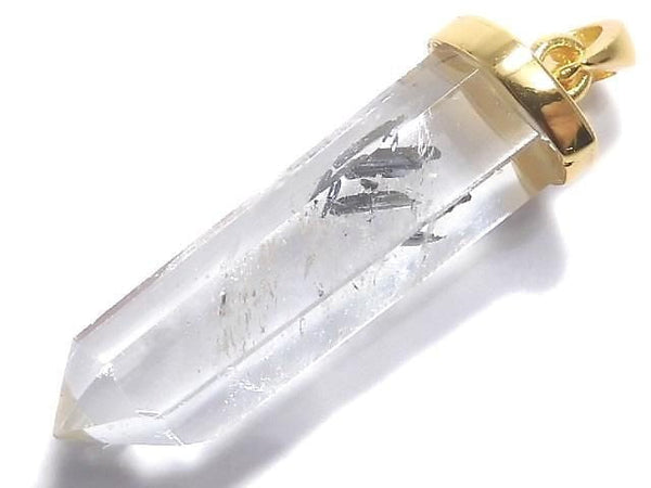 [Video][One of a kind] Stibnite in Quartz Pendant 18KGP NO.39